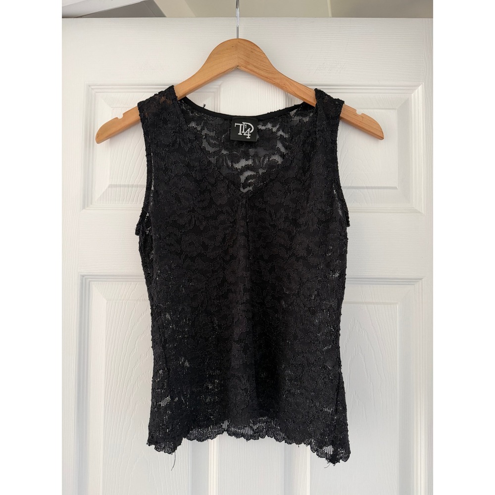 Whimsigoth Black Lace Sleeveless Tank Top Vintage
